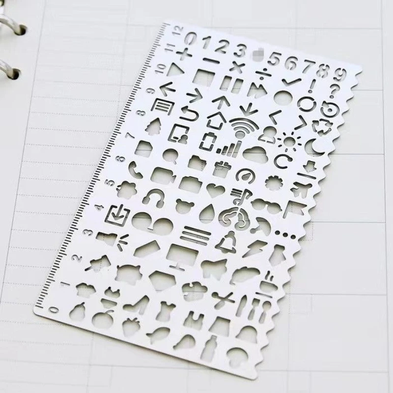 Stainless Steel Drawing Stencil Template Ruler Multifunctional DIY Journal Craft Tool for Students Office