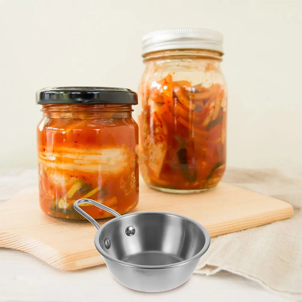 

Single Handle Condiment Bowl Stainless Steel Ramen Rice Korean Bowls with Handles Easy Clean Multifunctional Kitchen