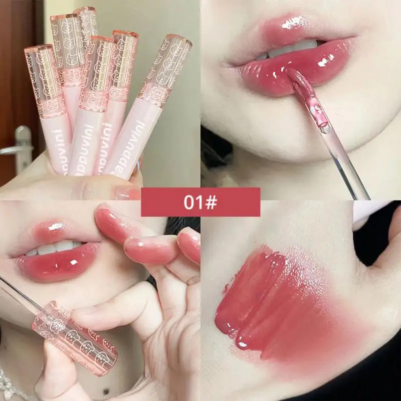 Cappuvini Cerise Rose Miroir L'eau Brillant À Lèvres Lèvre Glaçure En Verre Transparent Imperméable À Lèvres Liquide Rouge À Lèvres Transparent Teinte Maquillage