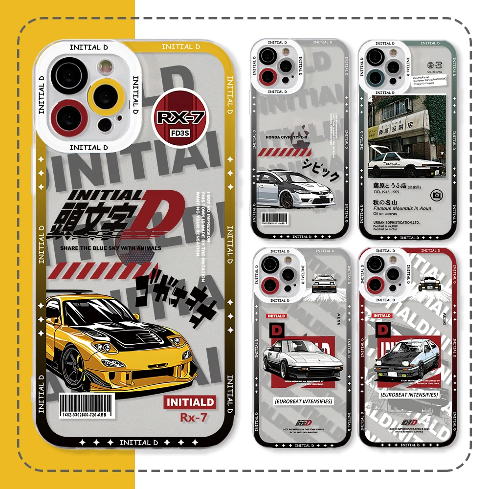 Anime Initial D Phone Case for Oppo Reno11 Reno10 Reno8 Reno7 T Z F Reno 11 10 8 7 6 5 Pro 4G 5G Border Print Transparent Cover