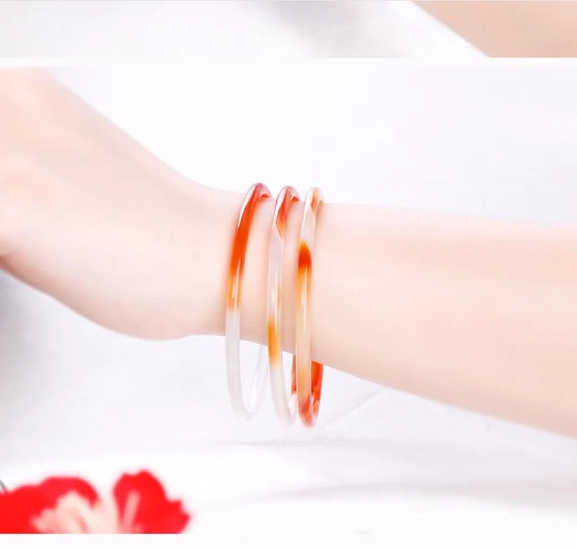 

Натуральный красный халцедон, резной вручную тонкий круглый браслет, модные ювелирные изделия, трендовый женский браслет из красного агата, 1 шт. 54-62 мм