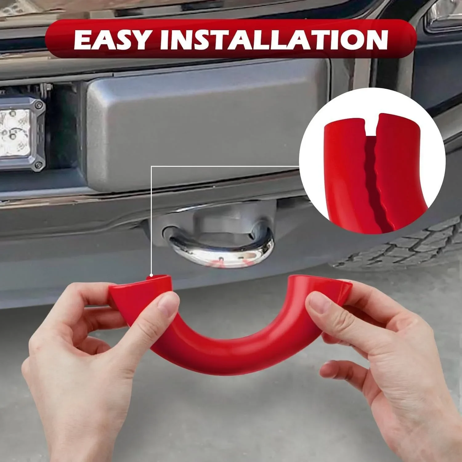 2 pcs Tow Hooks Covers Tow Hook Sleeve Spare Parts Silicone Car Accessories Easy Install for Ford F150 2004-2024 Red  Blue