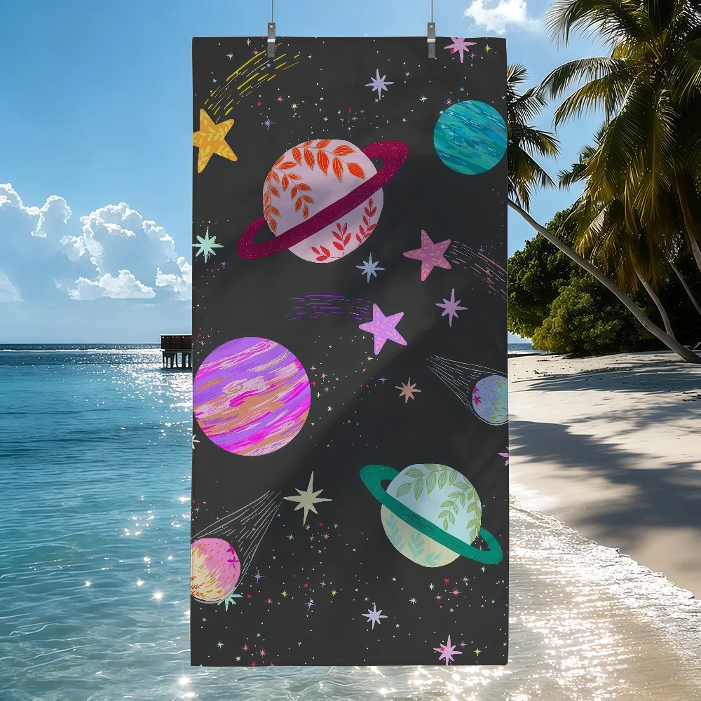 Planet pattern Towel Sports Quick Dry Travel Camping Sandproof Soft Light Large Beach Towel