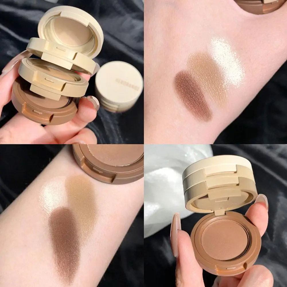 1pc 3-color Eye Shadow Tray 3-layer Convenient Box Sexy Design Pocket Gentle Pearlescent Matte Portable Milk Tea Daily Pure H5p5