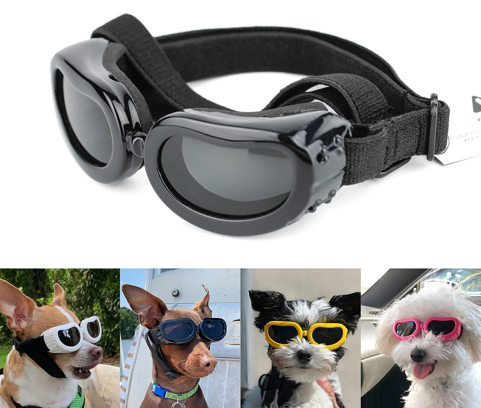 1PC Colorful Small Dog Sunglasses Windproof Anti-Fog Goggles Adjustable Strap Pet Sunglasses UV Protection Dog Accessories