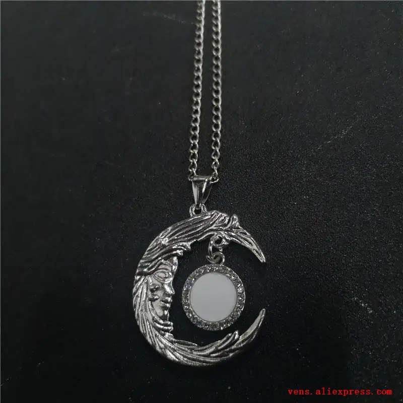 sublimation necklaces pendants moon necklace pendant for thermal transfer printing blank diy gifts  20pcs/lot