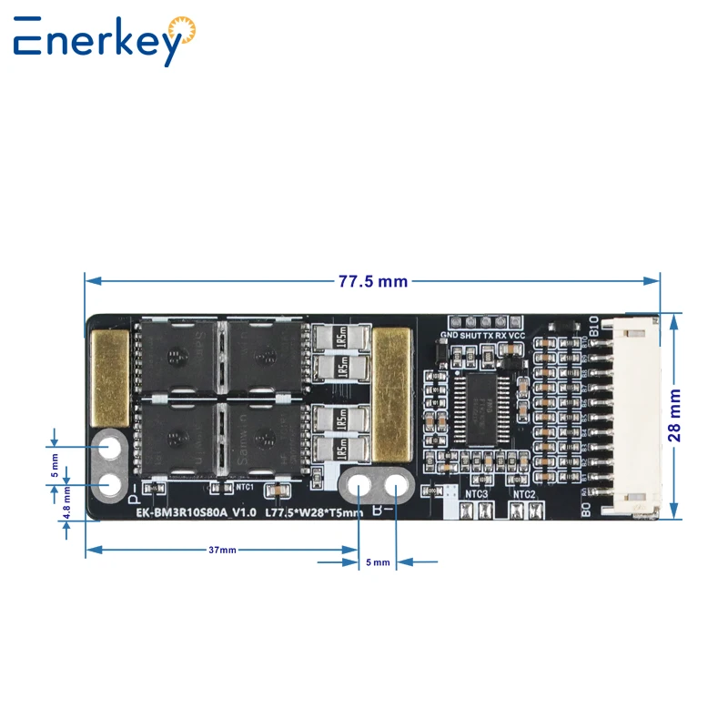 Enerkey 3S 4S 12V 80A 9S 10S 36V Li-ion BMS z NTC 5S 6S 7S 24V do akumulatorów 3.7V 18650 3.2V Lifepo4 8S 24V BMS do e-bike'ów — zdjęcie produktu 6