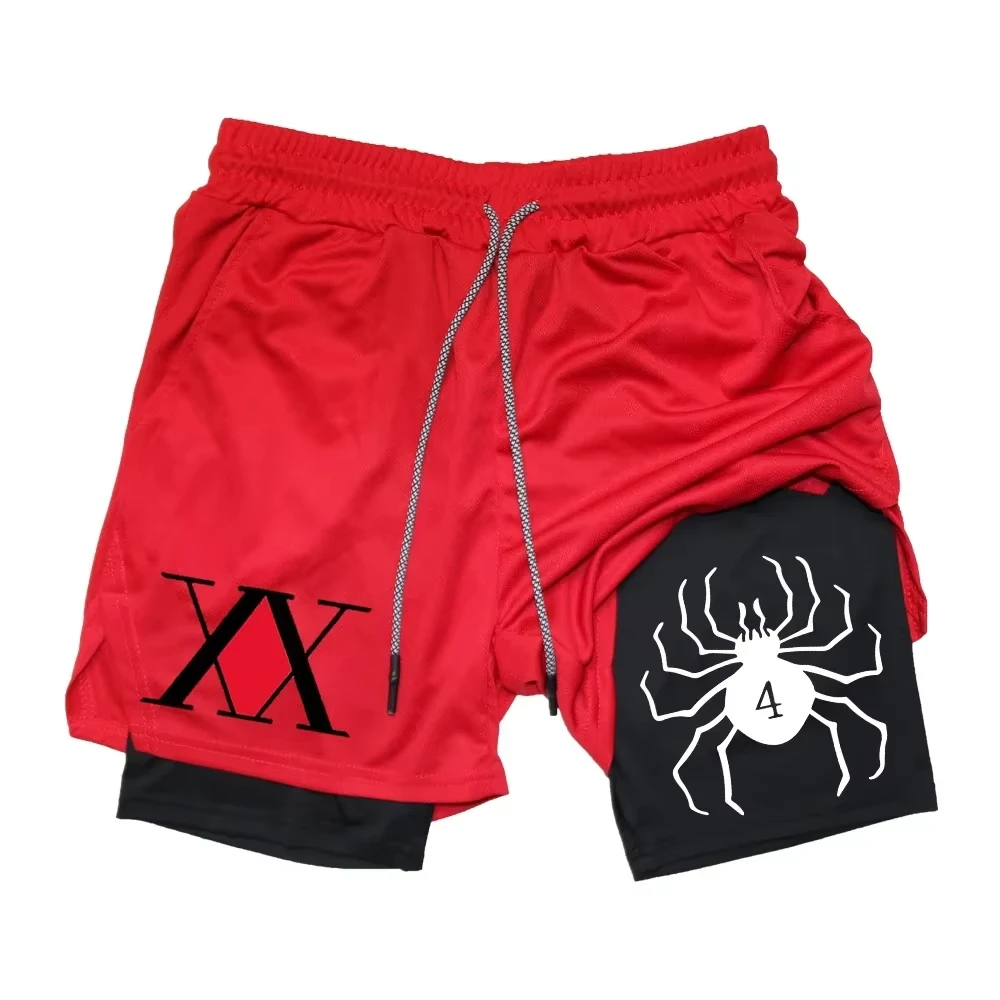 Men's Hunter x Hunter Anime 2-in-1 Gym Shorts Breathable Quick Dry Sweat-Wicking Sports Running Shorts ZY00163