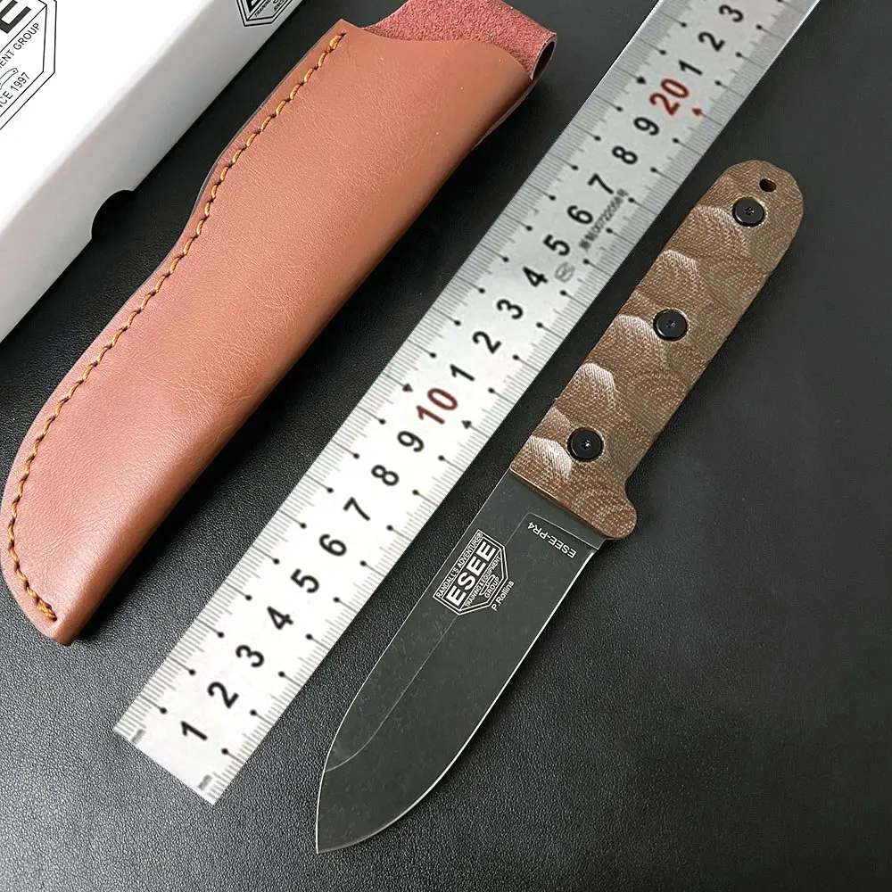

Trskt ESEE PR4 Multi-purpose Huting Knife, Utility Straight Knife Survival Camping Knives,1095 Steel Blade ,Flax Handle EDC Tool