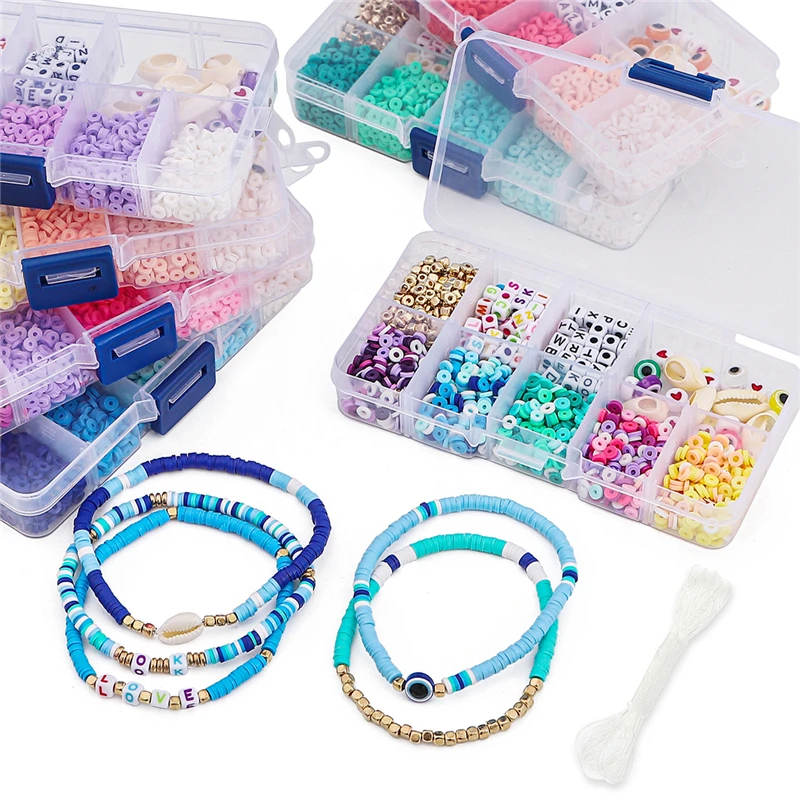 Colorful Soft Clay Beads Set for Children DIY Handmade Bracelet Materials Accessories Kit Educational Crafts Jew