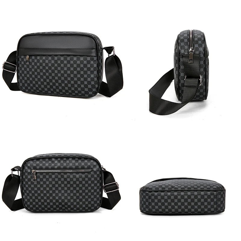 VC-Bolso cruzado ligero de cuero PU para hombre, bolsa de un solo hombro con estampado de cuerpo completo, bandolera pequeña informal para diario, 1