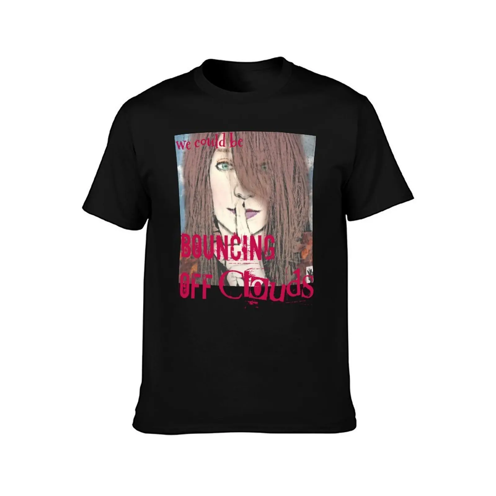 Bouncing Off Clouds T-Shirt, Summer Casual Cotton Tee, Oversized Streetwear Tops, Vintage Graphic Print, Loose Fit Short Sleeve