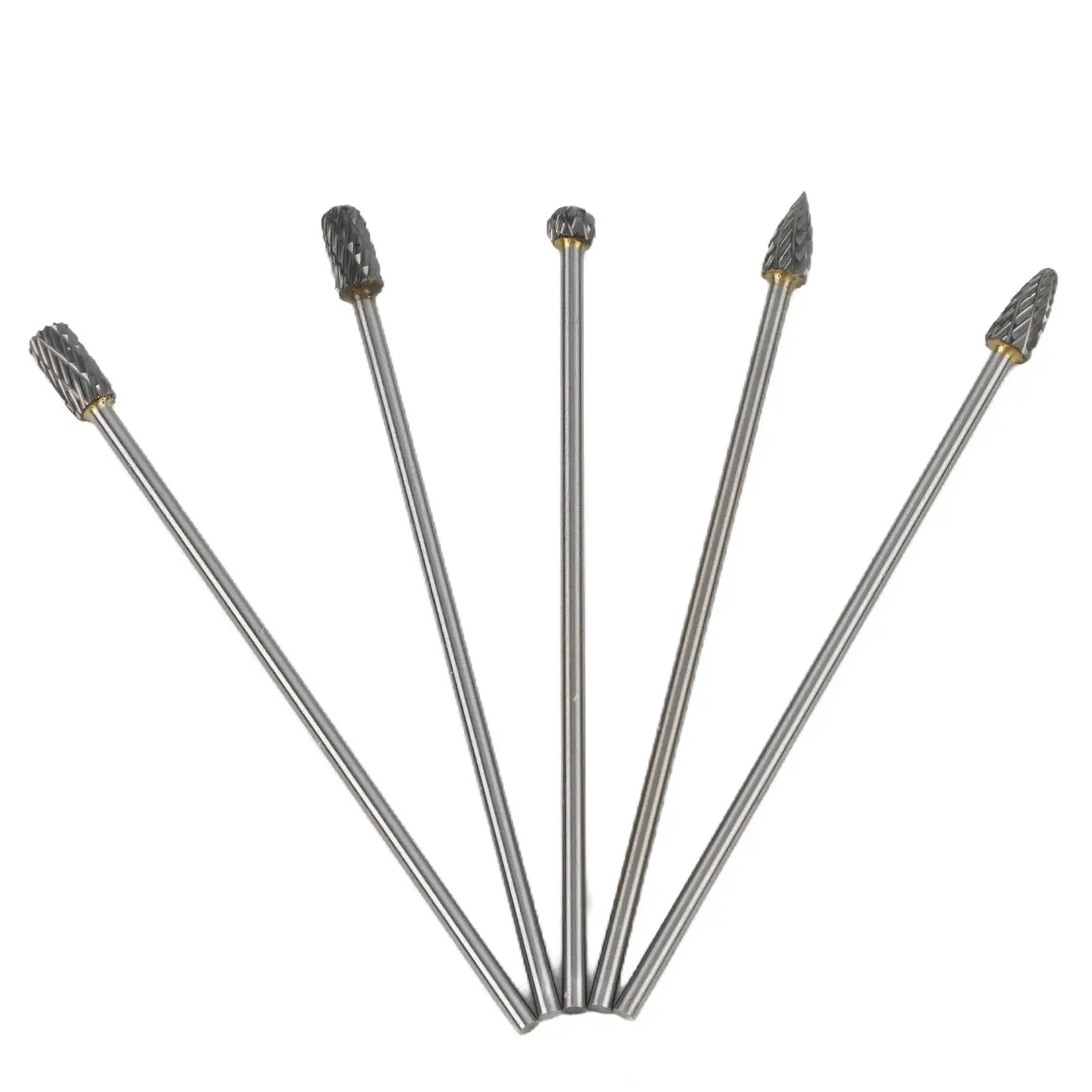 Tool Rotary Burrs 1 8 Shank Dia 5pcs Set Silver Tool Making Solid Carbide Welding Grinding Jewelry Making Tool