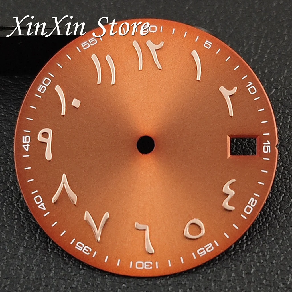 Pink Colour Arabic NH35 28.5MM Sunburst Watch Dial Arabic Numeral Watch Faces With NH35 Watch Hands For NH35 NH36 4R 7S Movement image 3