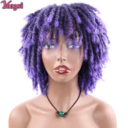 Redhead Perücke 6 Zoll African Synthetische Haar Perücken Dreadlocs Afro Braid Lila Vampire Perücke Frau Cosplay Partei Täglichen Verschleiß