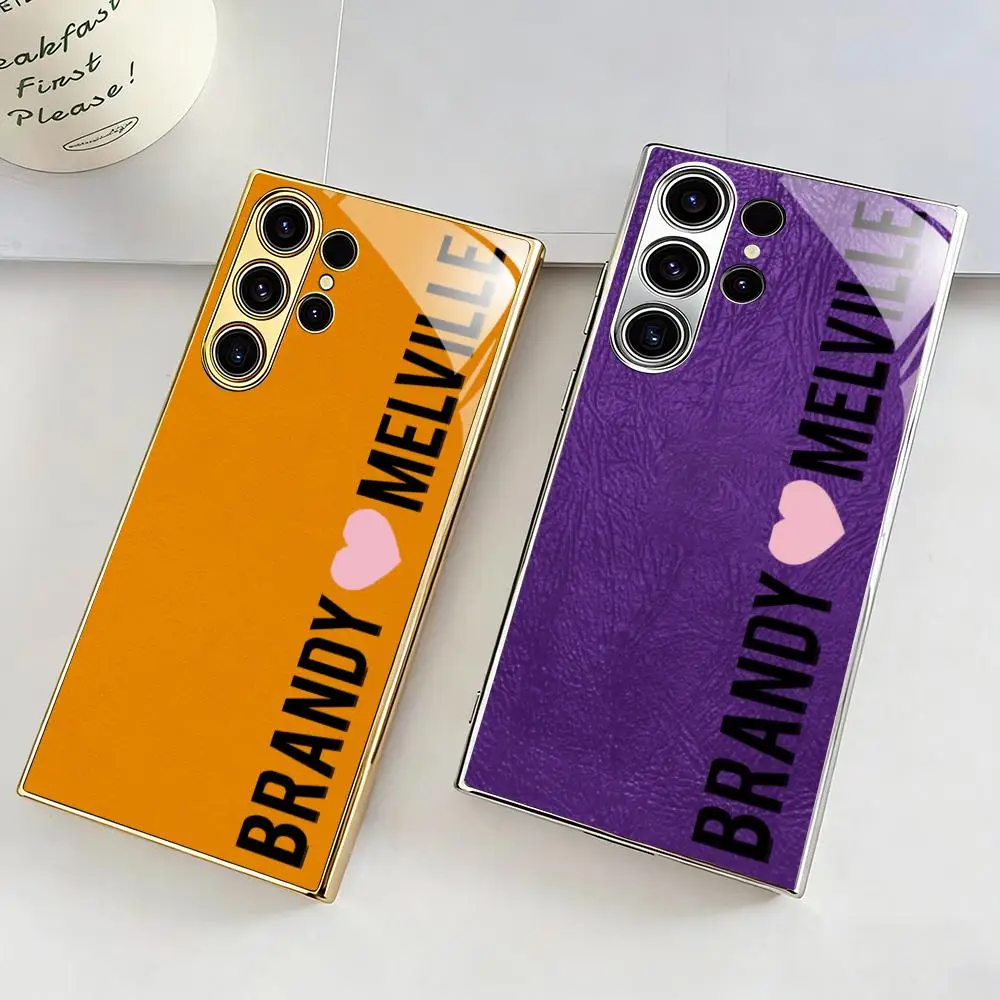 Brandys Melvilees Phone Case For Samsung S25 S24 S23 S22 S21 Plus Ultra FE Edge New Electroplated glass Case