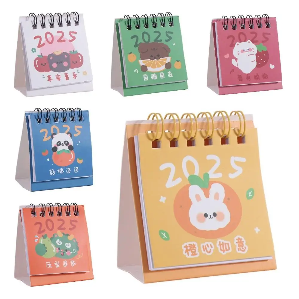 Creative 2025 Mini Calendar Thick Paper Cute Fruits Mini Desktop Calendar Pocket Calendar To Do List Cartoon Mini Calendar