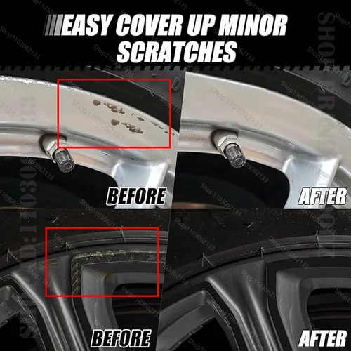 Imagen 2 del producto Para TOYOTA RAV4 Kit de reparación de ruedas de pintura de retoque, reparación rápida y fácil de arañazos de ruedas, pintura de llanta para reparación de ruedas de coche, color plateado y negro