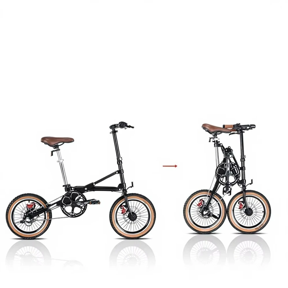 

16-дюймовый 7-скоростной ультралегкий портативный складной велосипед для взрослых с двойным дисковым тормозом и грузоподъемностью 110 кг