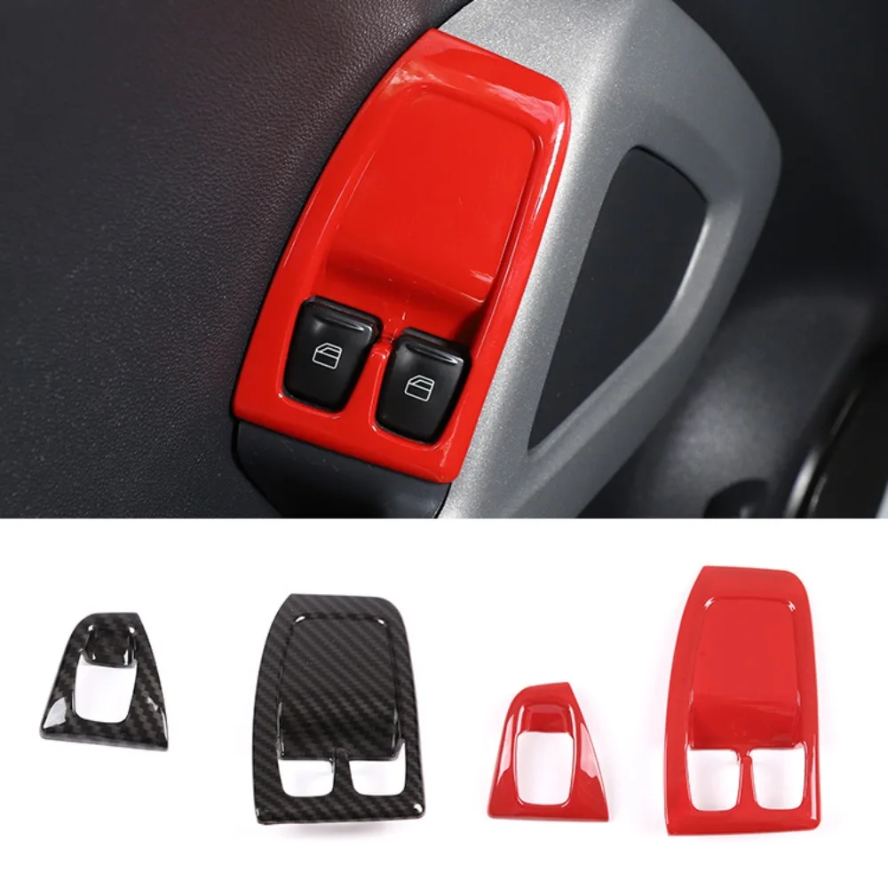 

LHD Car Door Glass Lift Button Cover For Mercedes Benz Smart 451 Fortwo 2010-15 ABS Frame Decorative Sticker Car Accessories