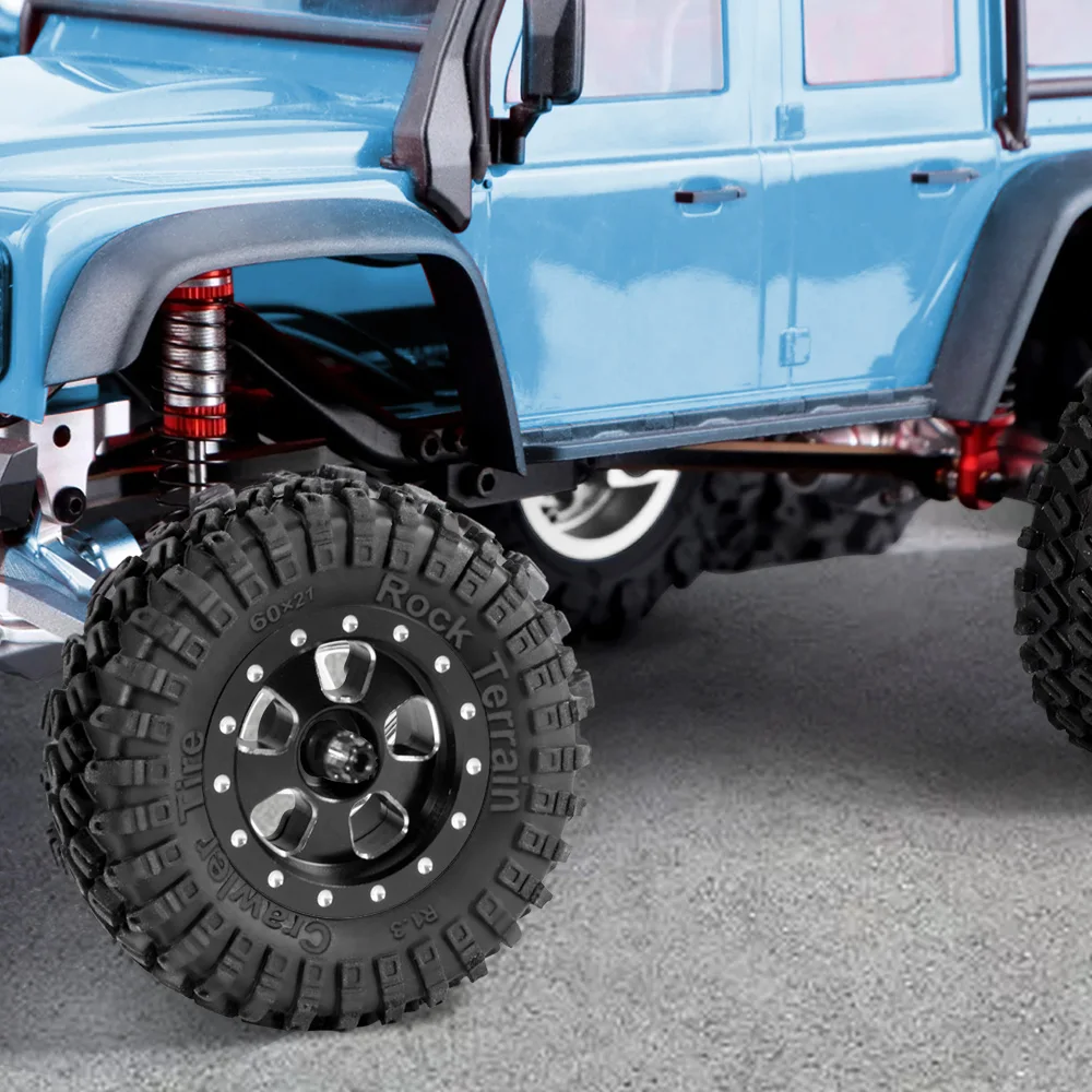 AUSTAR 1.3 inch RC Tires 1/18 Wheels & Tires Set 4pcs 7mm Hex Metal/Plastic Wheel Rim for 1/18 TRX4M RC Crawler Car Upgrade Part