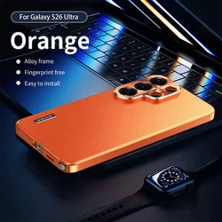 Metal Magnetic Case for Samsung Galaxy S26U S25 S24 S23 All Inclusive Lens Frosted Anti Fingerprint Protective Ultra-thin Cases