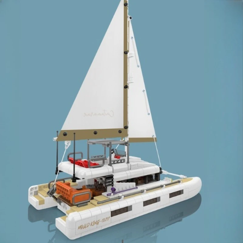 Katamaran Baustein Modell Boot Dekompression Montage Kit Holz Segelboot Spielzeug Ornamente Kreative Junge Geschenk