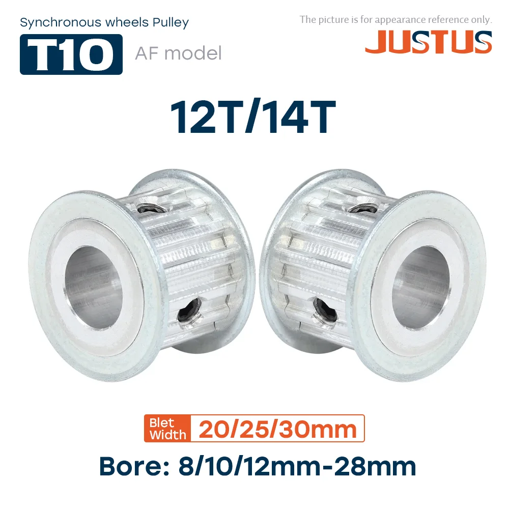 

T10 AF Shape 12T/14 Teeth Synchronous Wheels Bore 8/10/12-28mm Teeth Pitch 10mm For T10 Width 20/25/30mm Timing belt