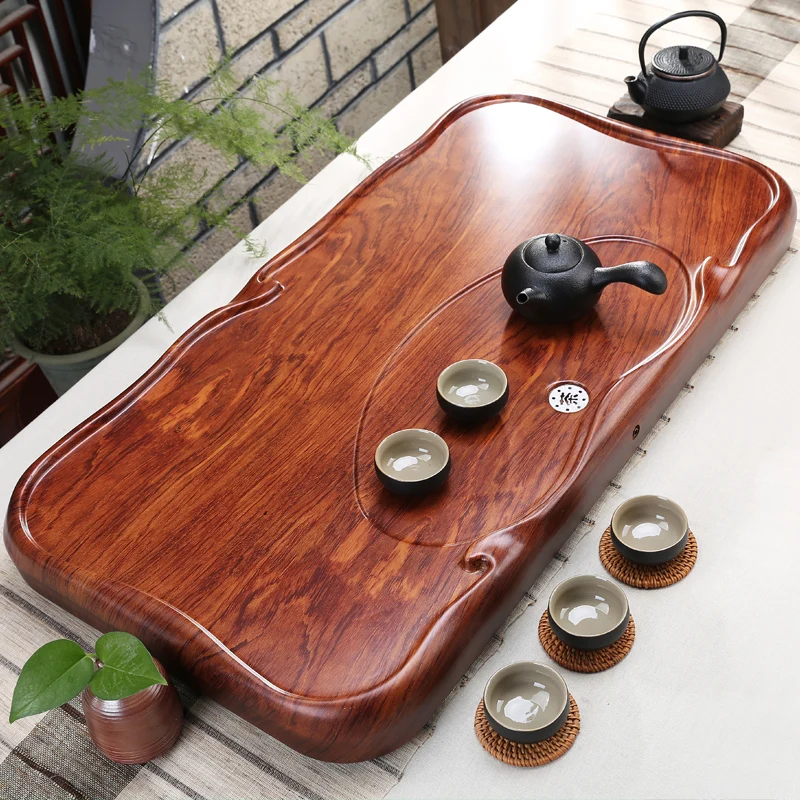 ‌Solid Wood Tea Tray with Drainage,MoistureProof Tea Table Set,Chinese Carved Tea Ceremony Board,Modern Home Brewing Accessories