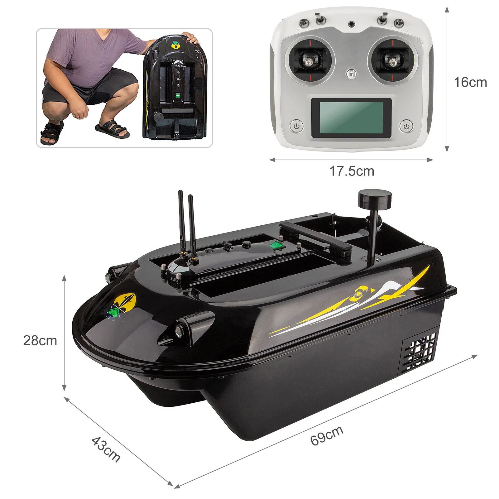 GPS RC Fish Bait Boat 8kg Load with 600M Remote Control Sea Fishing Bait Boat