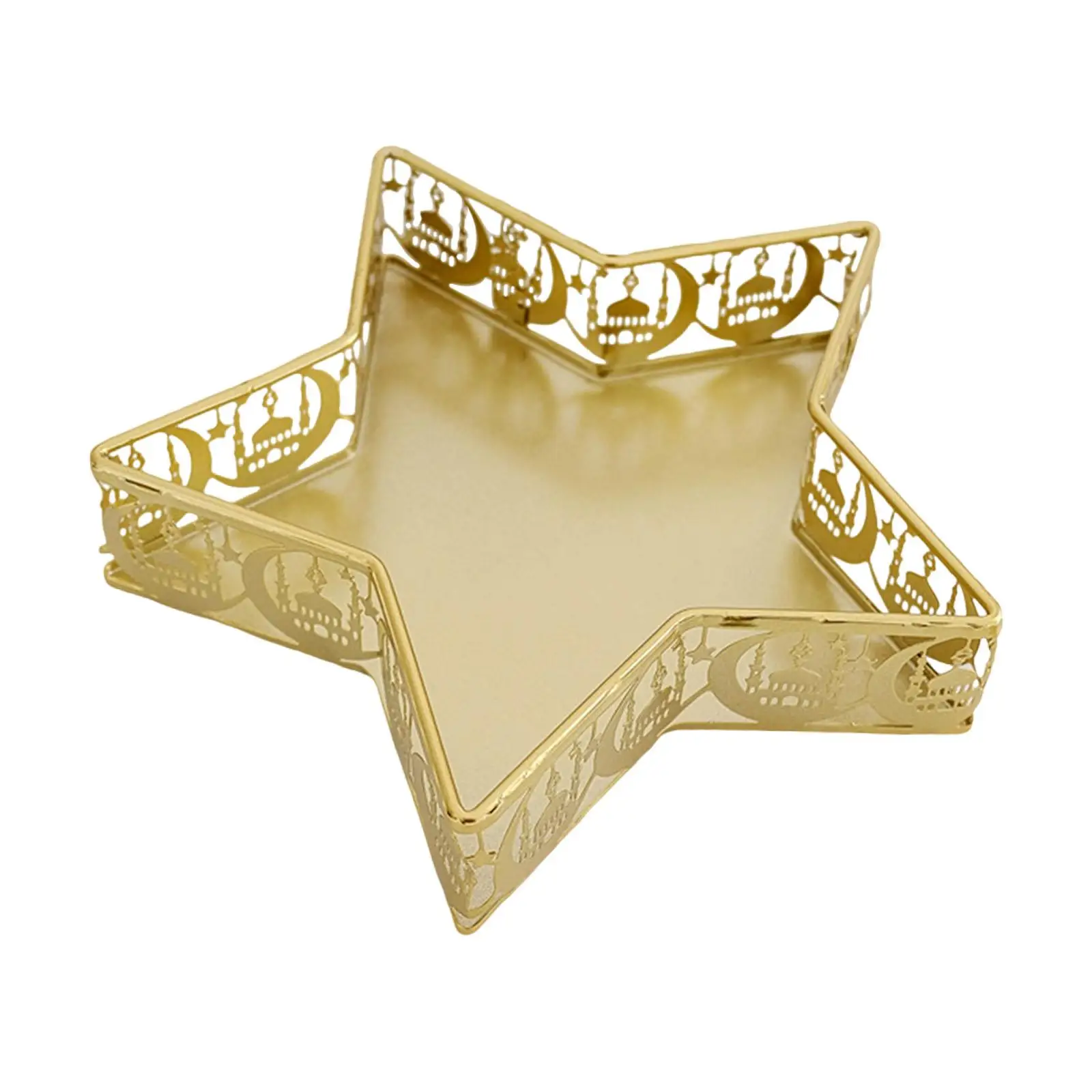 Ramadan Tray Tableware Food Storage Container Iron Art Moon Star Shaped Tray Serving Platter Decorative for Parties Wedding