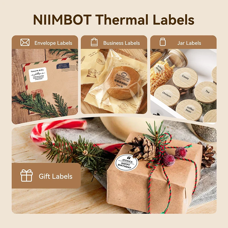 Niimbot الأبيض الحراري التسمية 1 لفة ملصق مضاد للمياه ذاتية اللصق الأشعة فوق البنفسجية ورقة ل B1 B21 B3S طابعة ملصقات صغيرة شارة السعر الطباعة