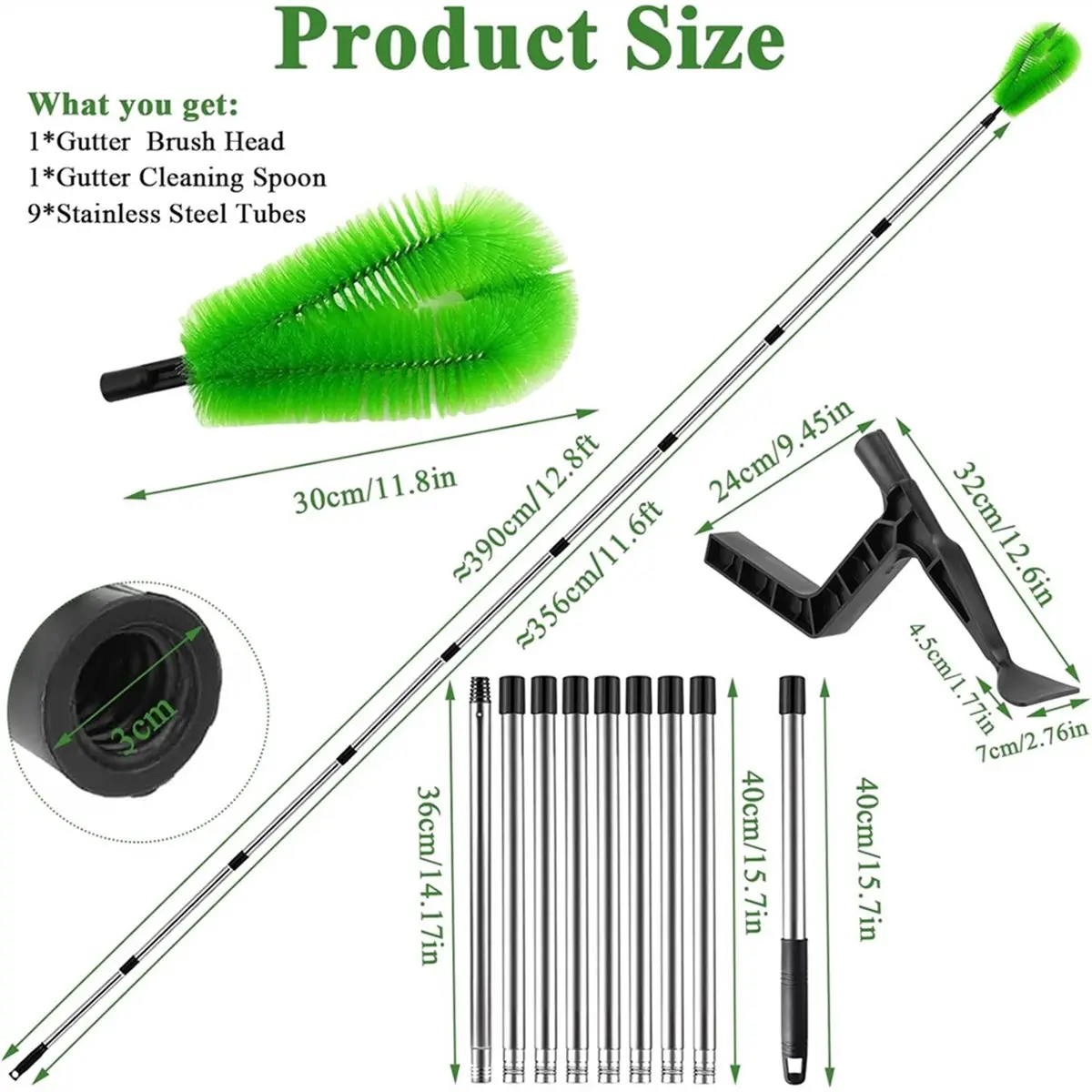2026 New Multi-Functional Gutter Cleaning Tool Set with Adjustable Length and Dual Brush Heads