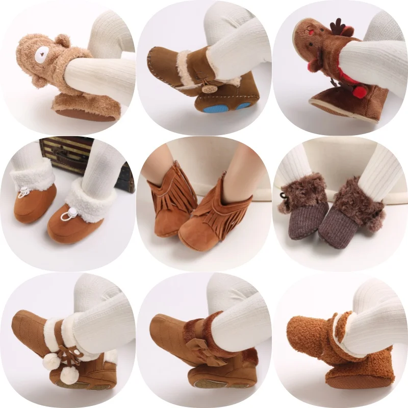 

Winter Baby Cute Shoes Brown Boys and Girls Walking Shoes Pre school Comfortable Soft 0-18M Newborn Warm Knitted
