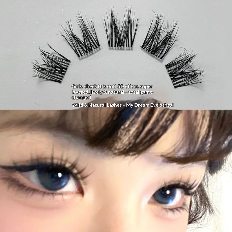 100 Clusters False Eyelashes Fluffy Cat Ear Effect Lashes Individual Cluster Segmented Natural Thick Long Enlarge Eyes