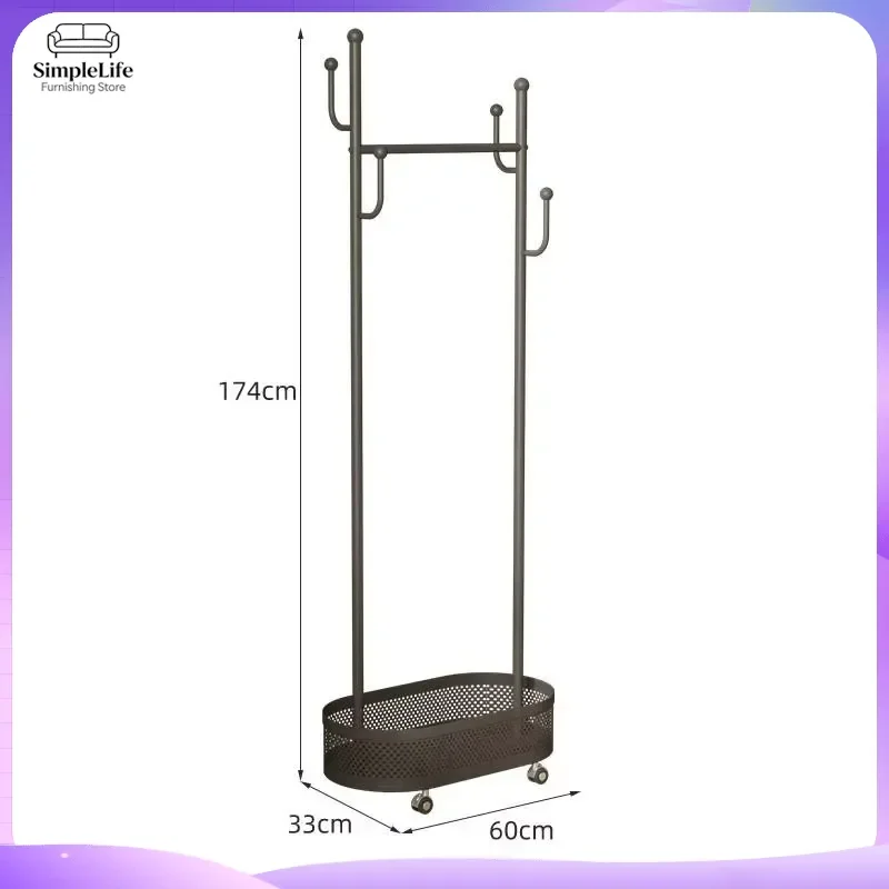 Modern Metal Floor to Ceiling Coat Rack with Shoe Shelf Portable Clothes Hanger Stand Living Room Bedroom Home Storage