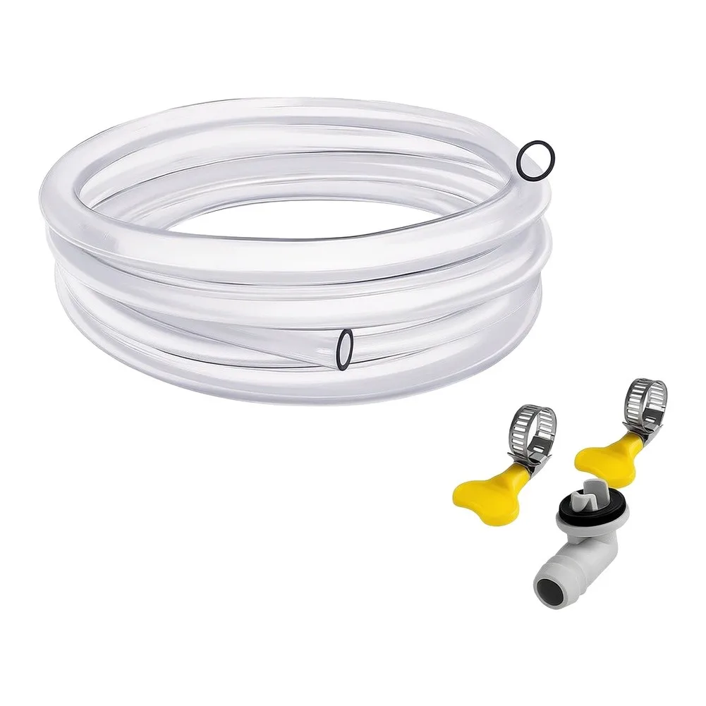 Portable 10ft AC Drain Hose System with Magnetic Adapter Clear PVC Tube and Stainless Steel Clamp for Easy Setup