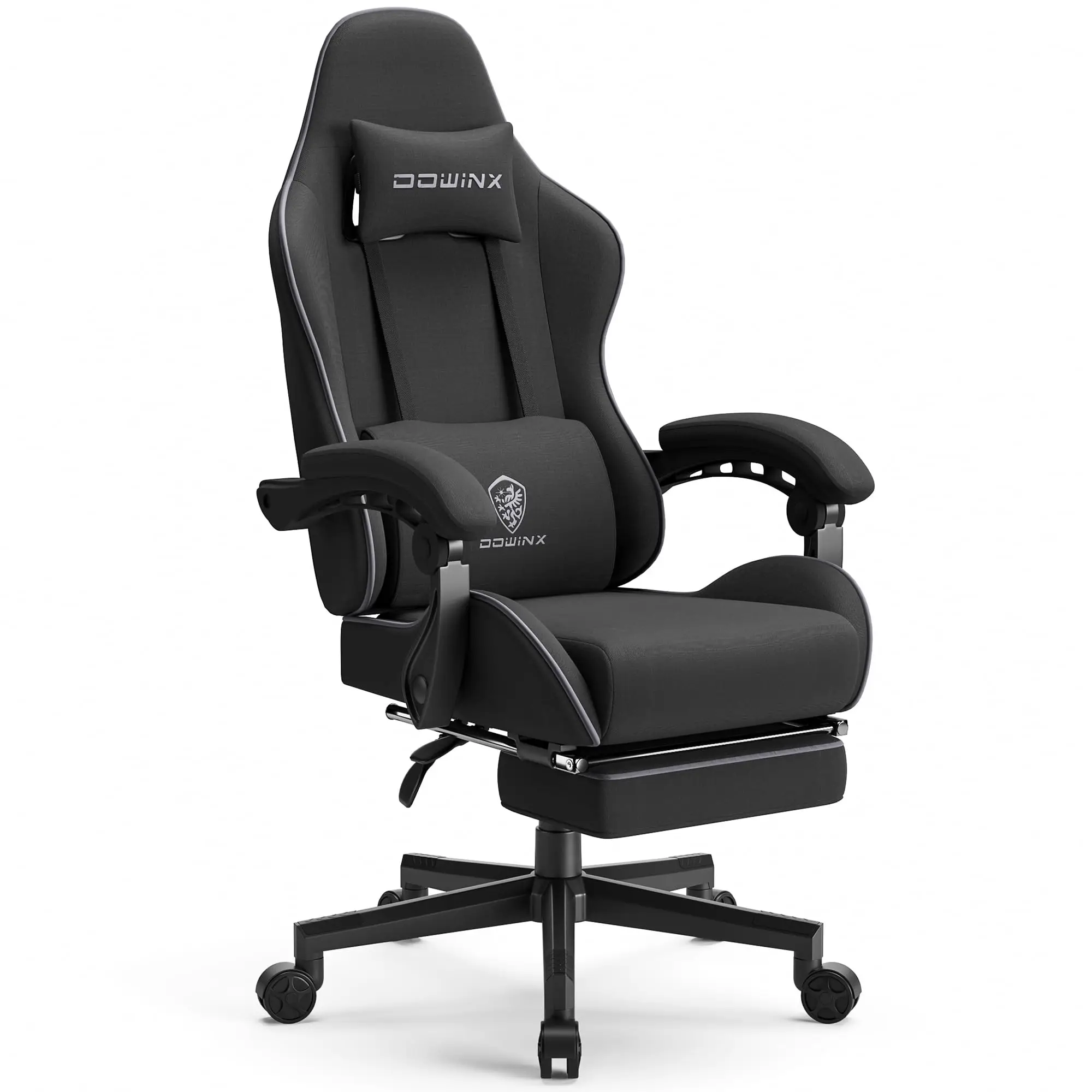 Gaming Chair with Pocket Spring Cushion, Computer Office Game Chair, Linkage Armrests and Footrest, High Back Ergonomic
