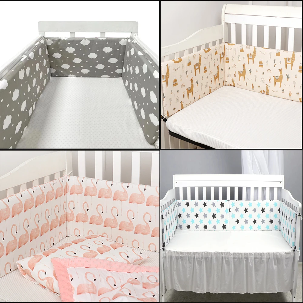Parachoques gruesos para cama de bebé de 130x30cm, cuna de una pieza alrededor del cojín, cama para recién nacido, almohadas protectoras, decoración de parachoques para cuna infantil