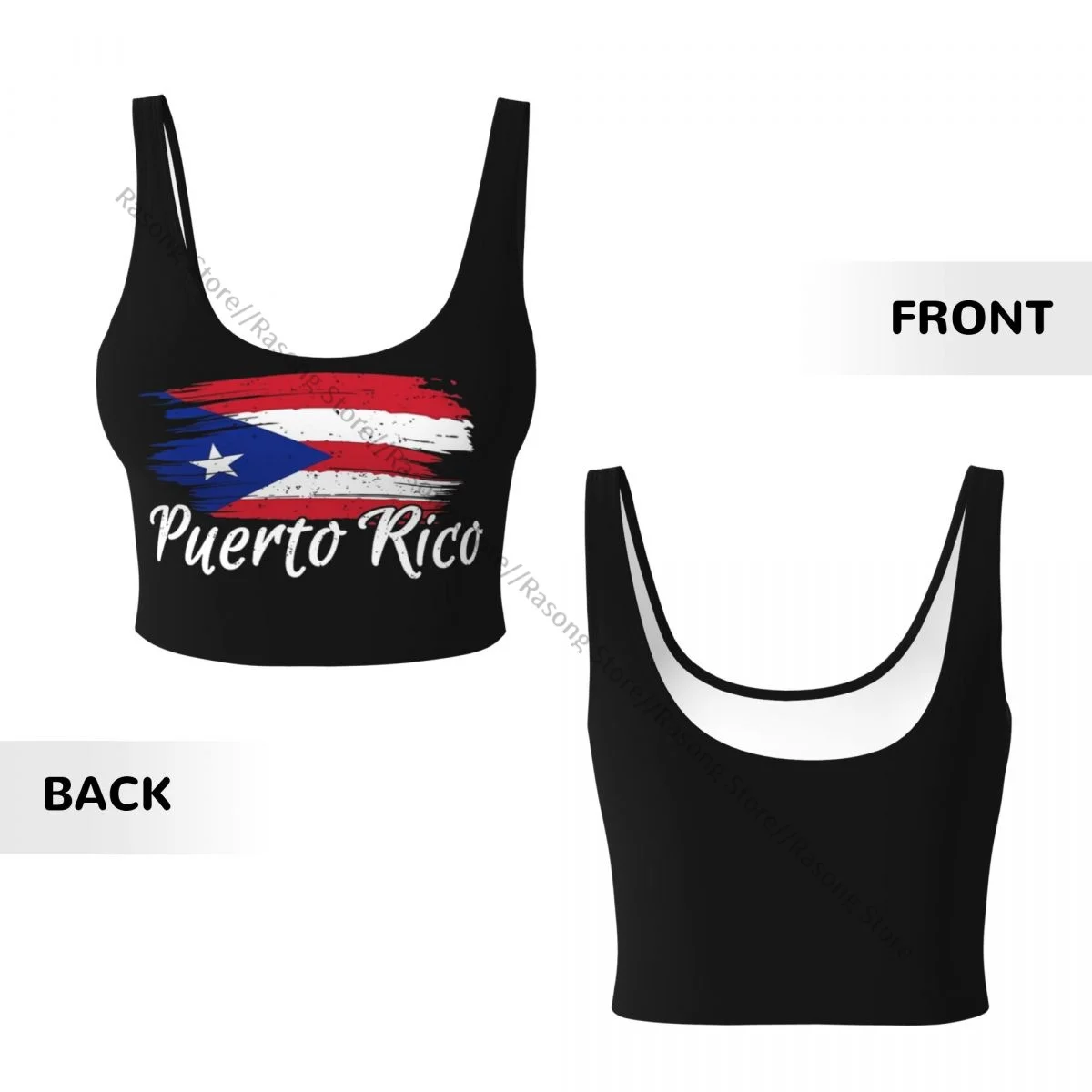 Women Sexy Sports Vest Puerto Rico Flag Female Streetwear Sport Lingerie Tee Crop Top