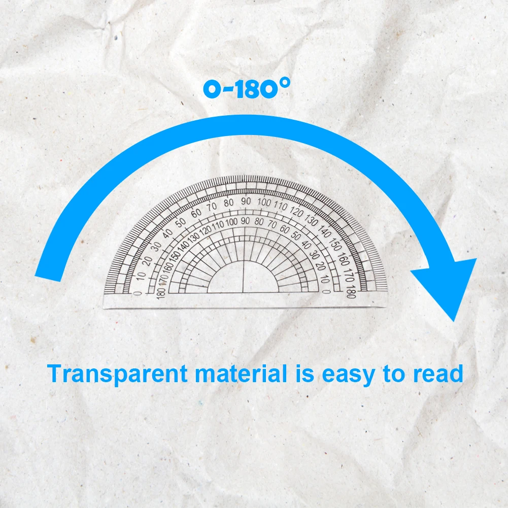 6pcs For Angle Measurement Primary Practical School Clear Protractor Math Classroom 180 Degrees Indexing Accurate Study Supplies