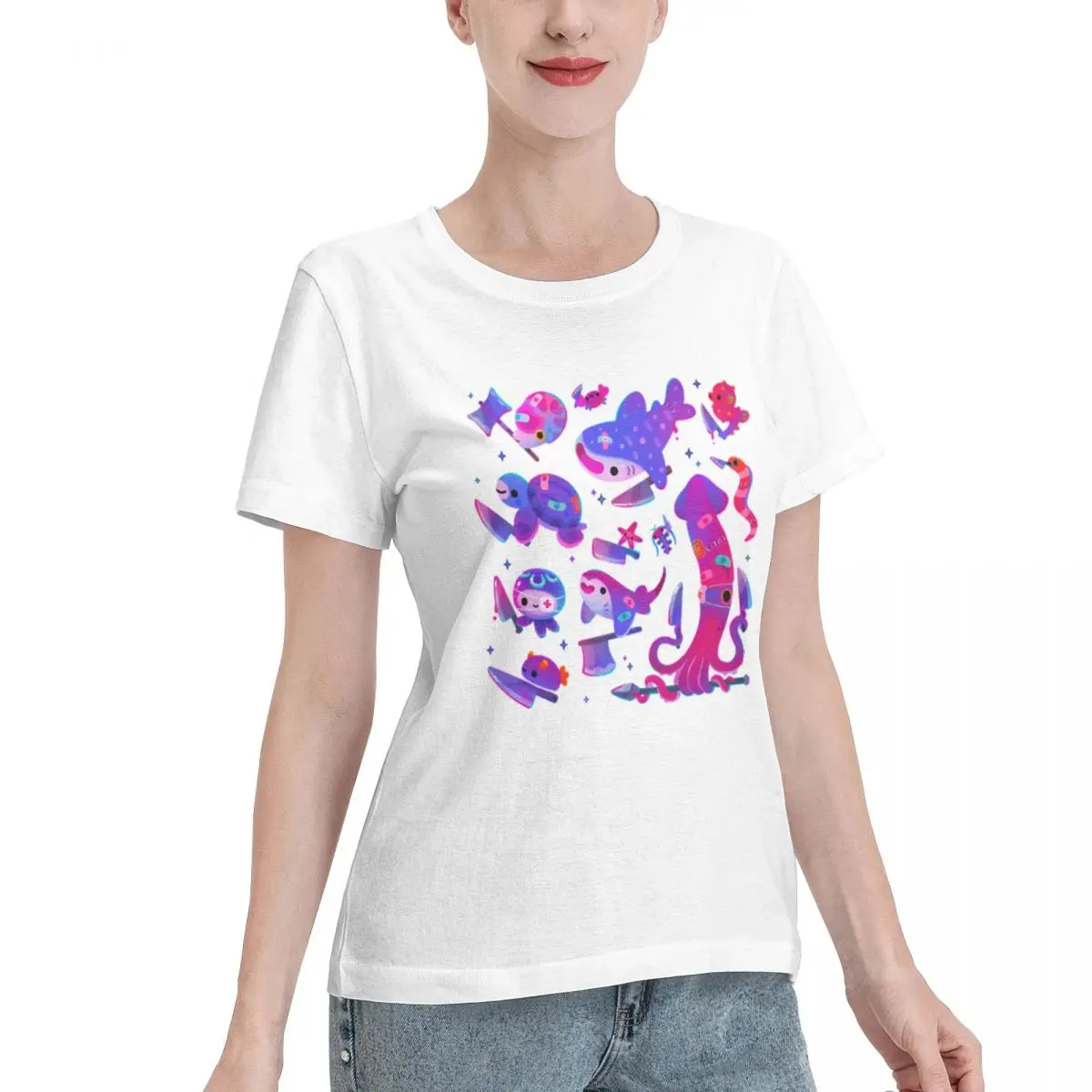 Ootd Favorite Stabby Marine Life Women's T-shirt Sports Fitness Home Casual Tee