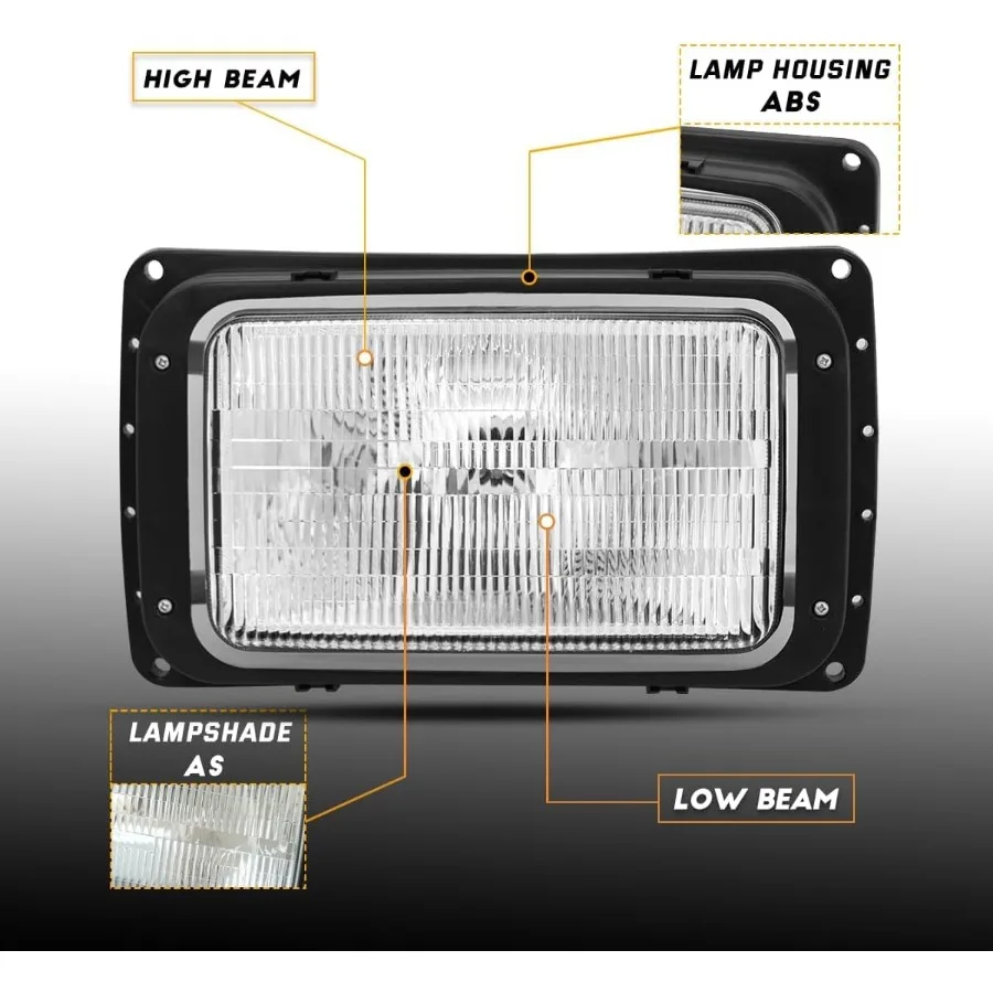 مجموعة المصابيح الأمامية مناسبة لشاحنة Mack CH613 CH600 RD400600 DOT SAE المعتمدة من زوج السائق وزوج جانبي الركاب مع ارتفاع