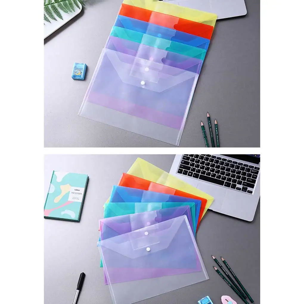 12 Pcs A4 Plastic Envelopes File Folders Information Organizer Office