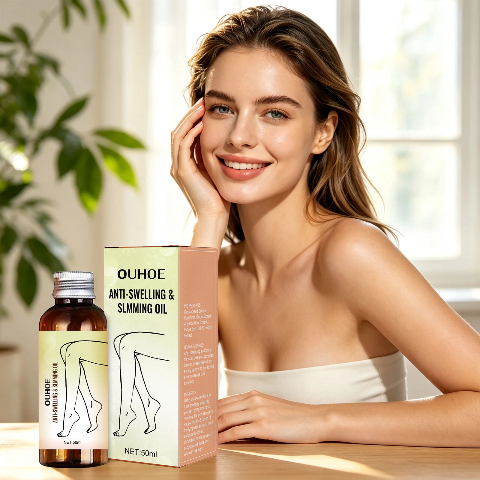 Ouhoe Firming Body Oil Moisturizing Smooth Skin Elasticity Increased Shape And Tighten Body Muscles Whole Body Skin Massage Oil