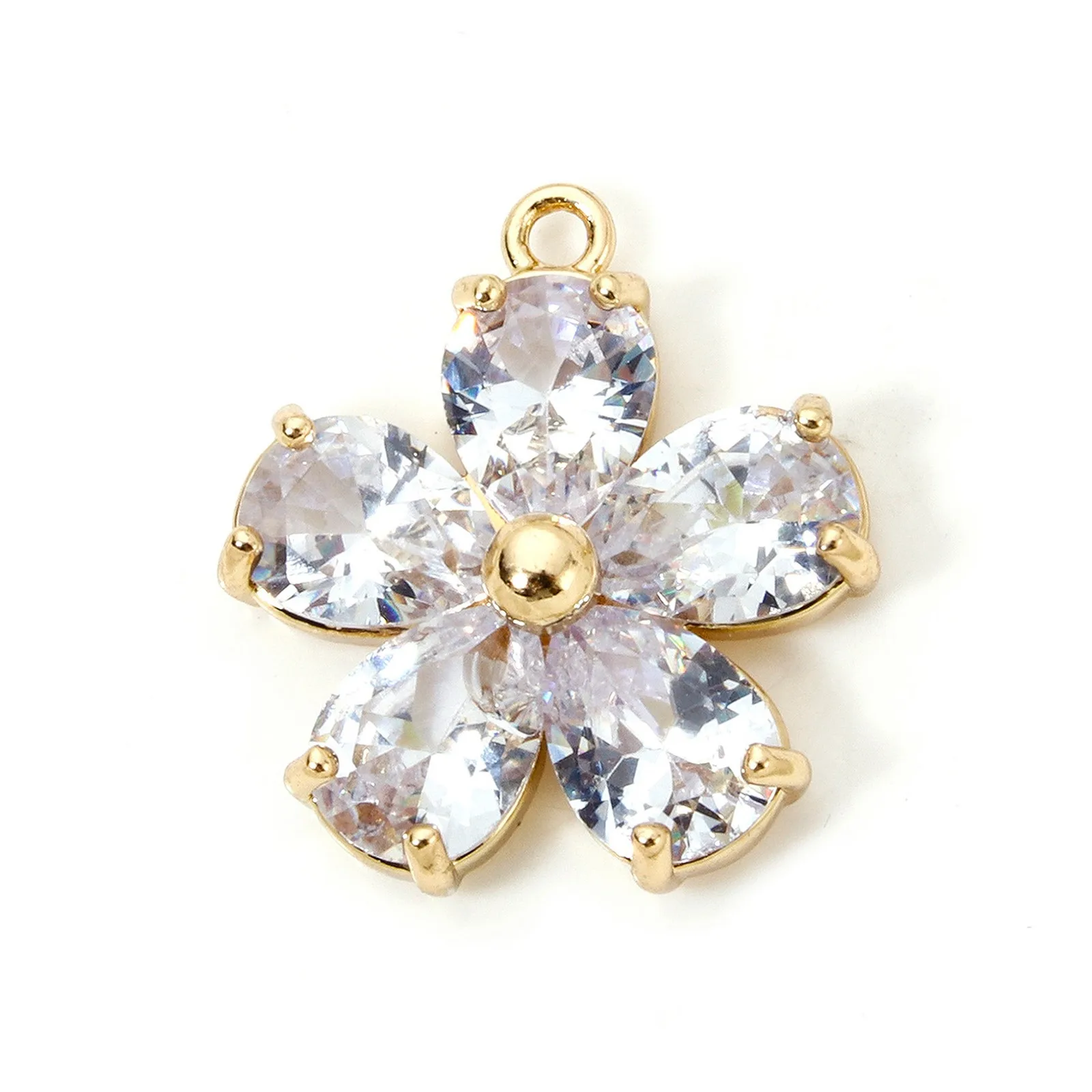 1pc Neue Messing Charms Gold Farbe Blume Mehrfarbige Glas Anhänger DIY Halskette Ohrringe Für Frauen Schmuck Erkenntnisse 21mm x 18,5mm – Detail 6