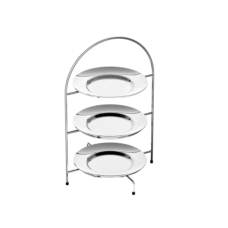 European-style Stainless Steel Three-layer Cake Stand for Creative Afternoon Tea Tray, Dessert Display Stand, Fruit Plate view 5