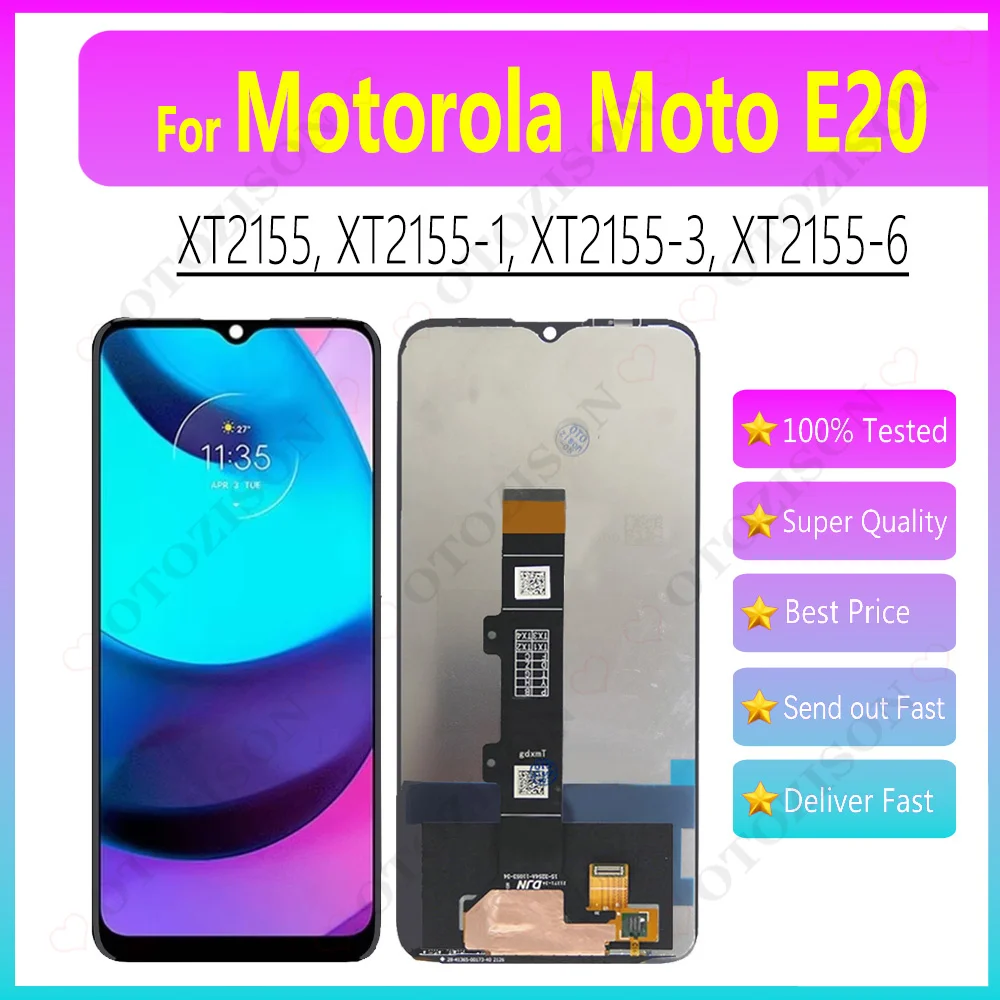 Pantalla LCD de 6.5 pulgadas para Motorola Moto E20 con marco XT2155, digitalizador táctil y ensamblaje de pantalla XT2155-1 XT2155-3 XT2155-6 E20