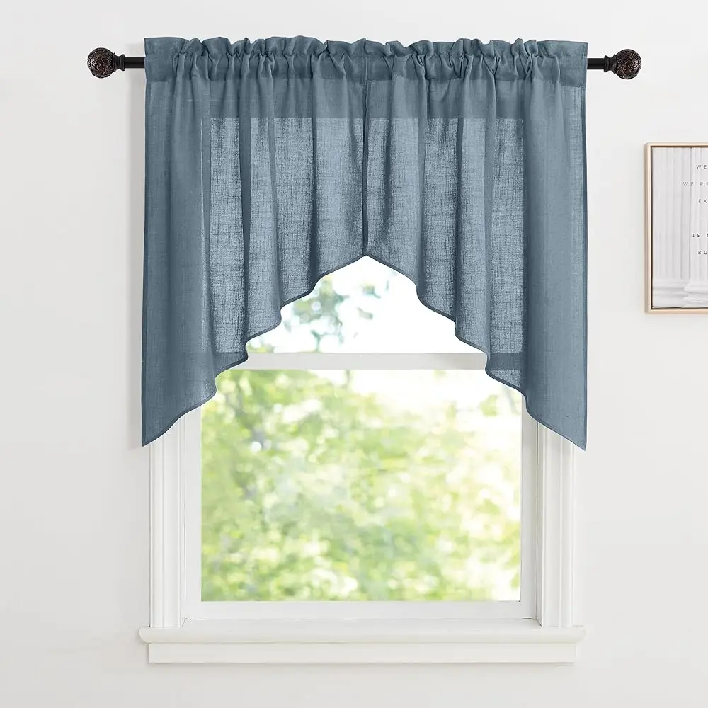 

Swag Valances For Living Room, Linen Blend Ains Semi Sheer Window Toppers, Airy Soft Breathable For Home Decoration, Farmhouse,