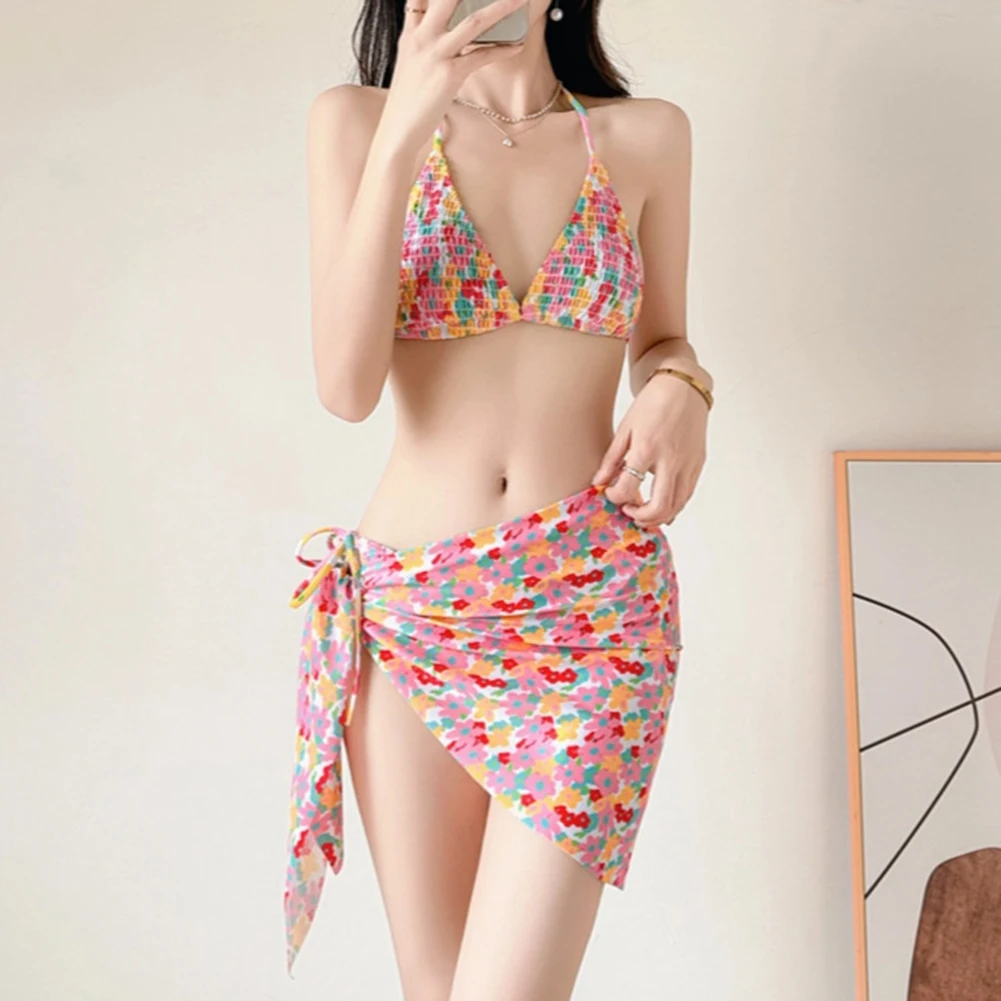 Wygodny Regulowany Strój Bikini Codzienny Narzutka Kwiatowy Zestaw Bikini Regulowane Ramiączka Wygodny Krój Trwałe Użytkowanie